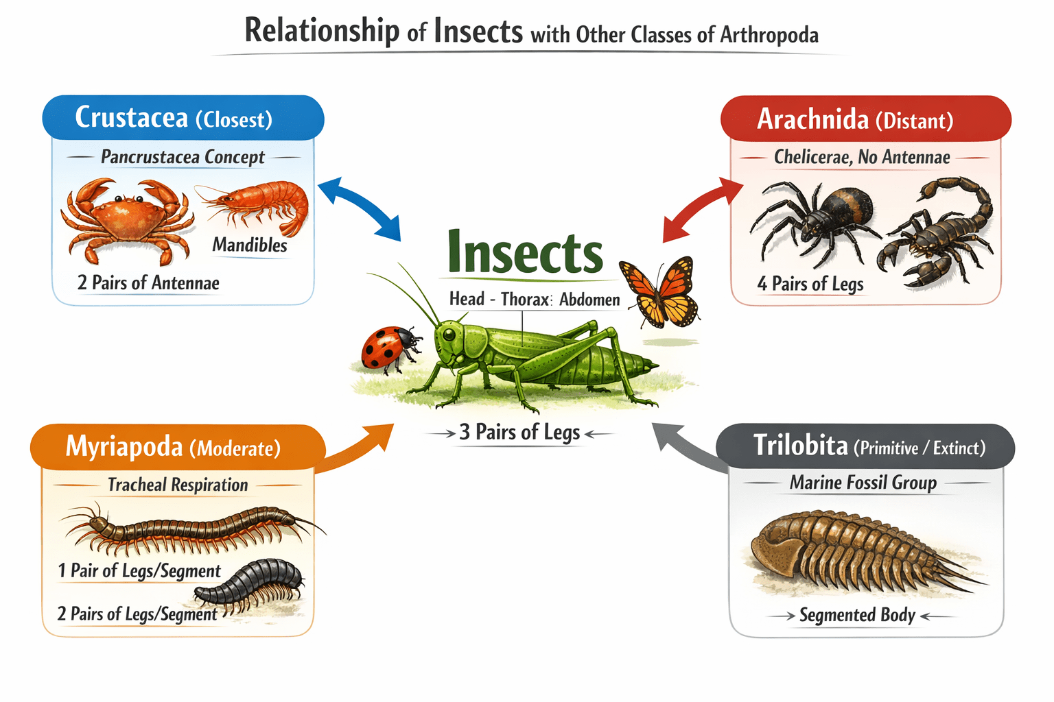 Relationship Of Class Insecta With Other Classes Of Arthropoda ...