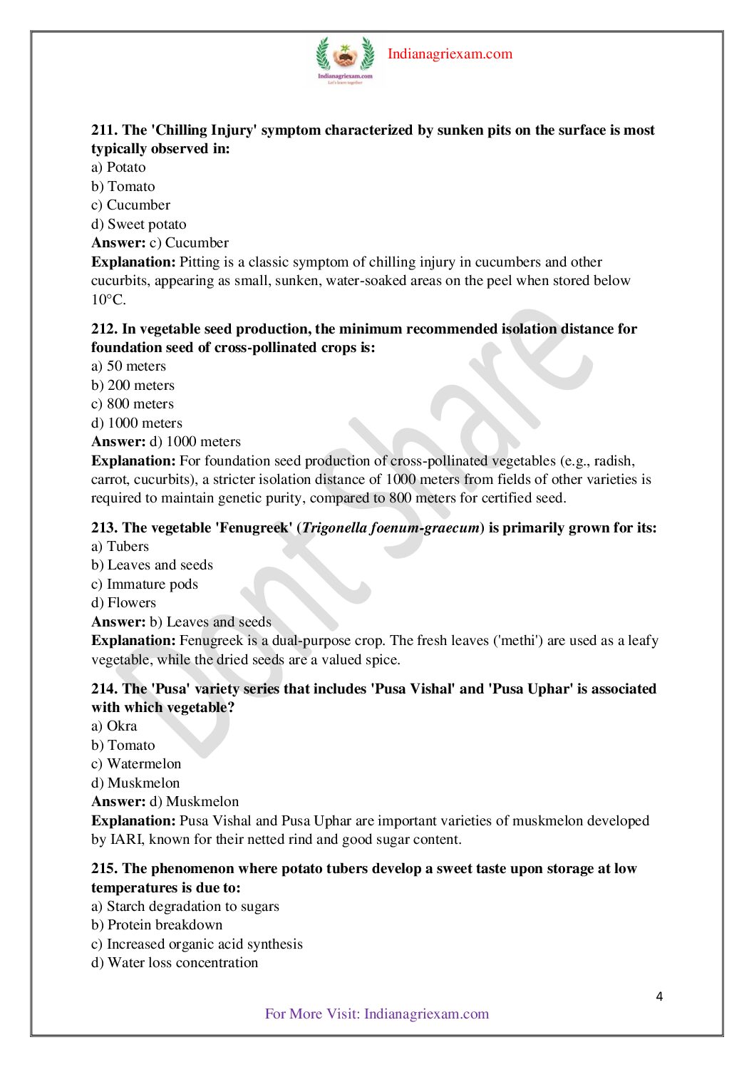 Top 200 MCQ of Vegetable Science – Part 2 - Image 3